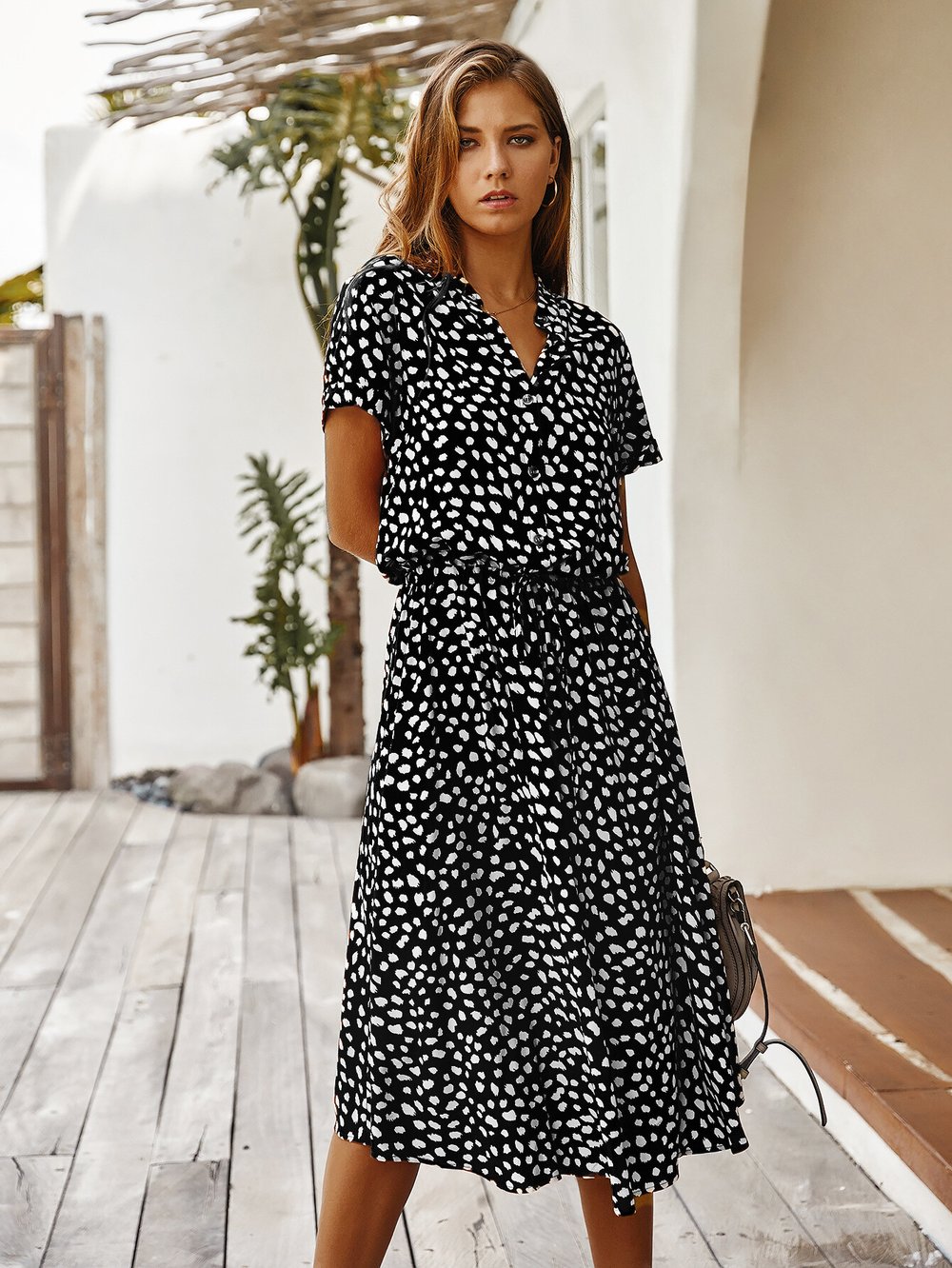 Polka Dot Short Sleeve Dress