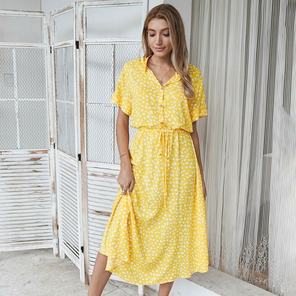 Polka Dot Short Sleeve Dress