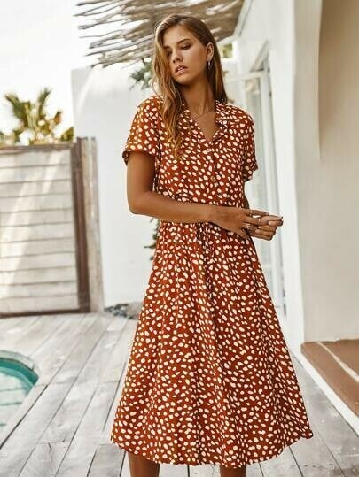 Polka Dot Short Sleeve Dress