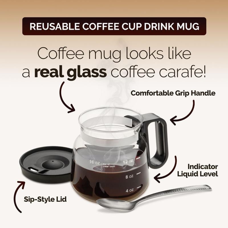 šā 16 Oz Glass Coffee Mug ā Coffee Pot Style