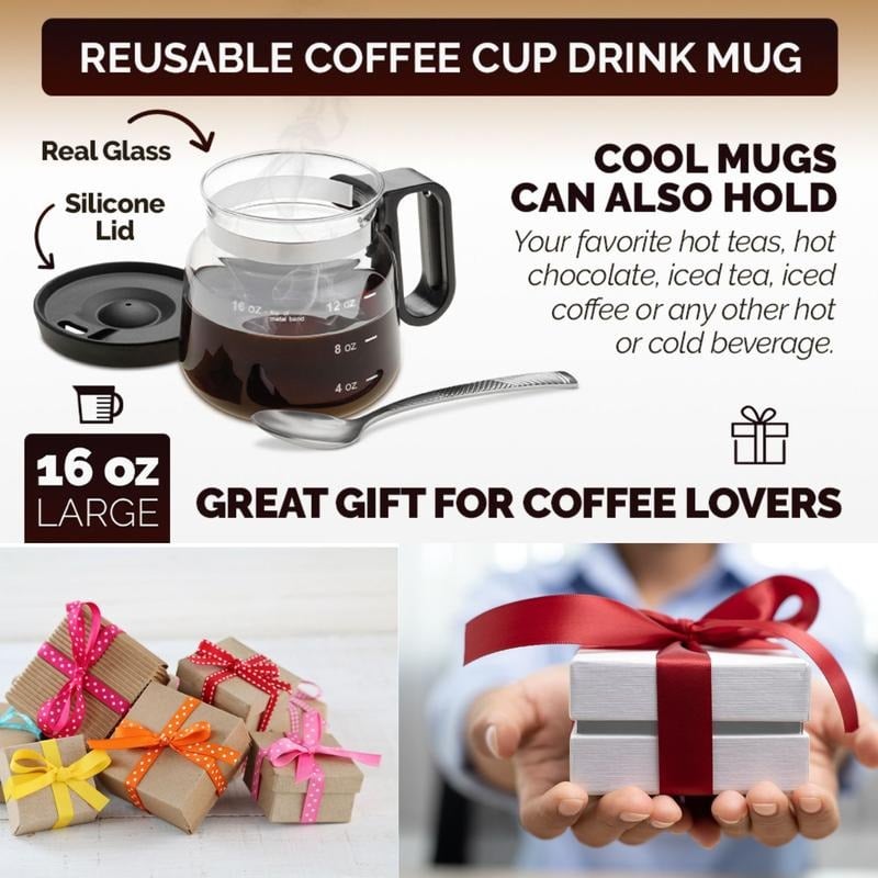 šā 16 Oz Glass Coffee Mug ā Coffee Pot Style