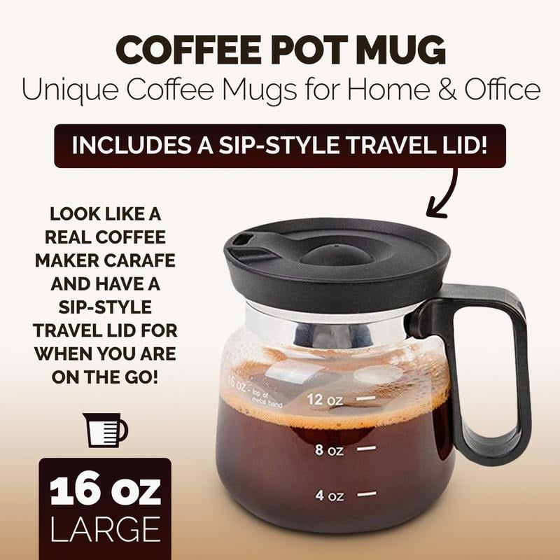šā 16 Oz Glass Coffee Mug ā Coffee Pot Style