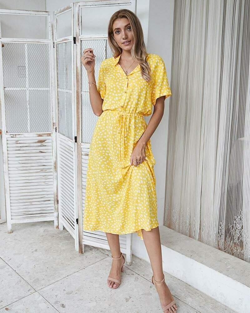 Polka Dot Short Sleeve Dress
