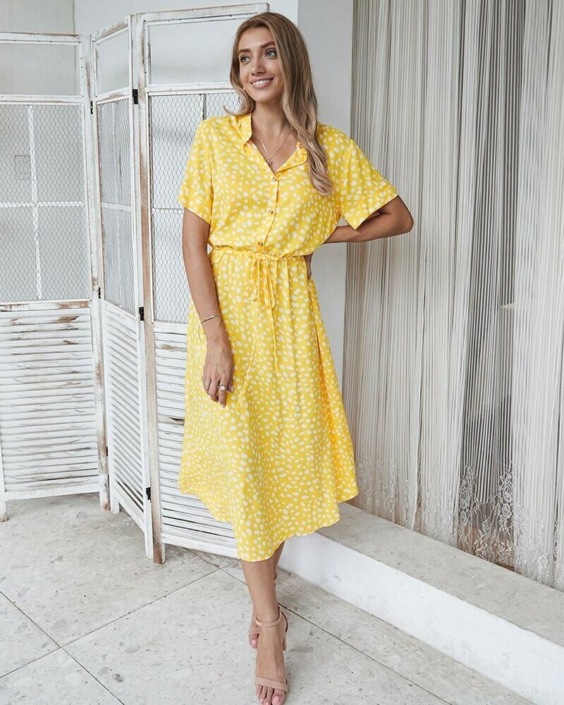 Polka Dot Short Sleeve Dress