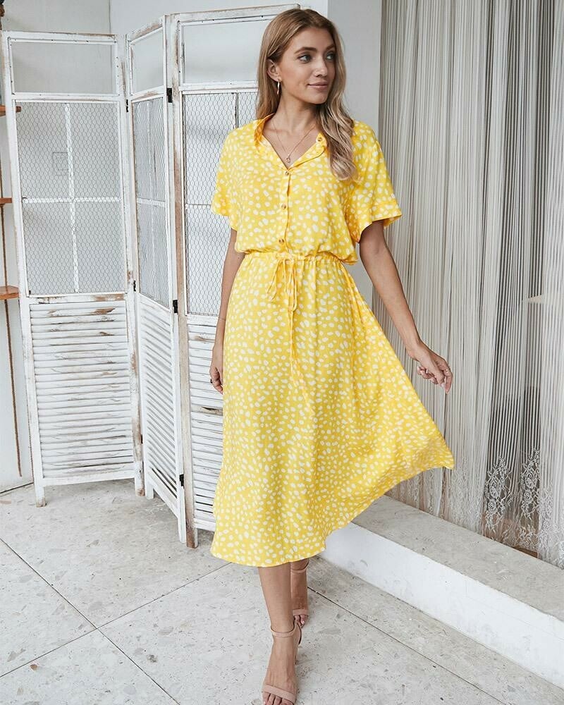 Polka Dot Short Sleeve Dress