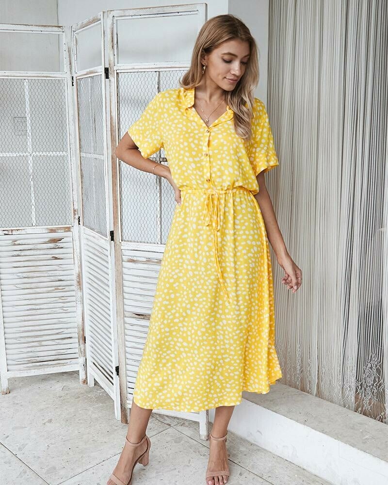 Polka Dot Short Sleeve Dress