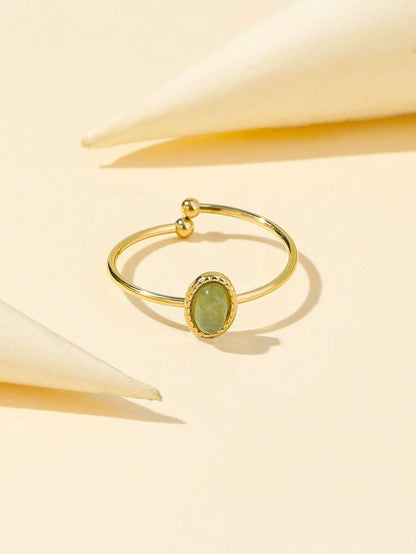 Aurelia Ring – Adjustable 14K Gold Baroque Stainless Steel with Natural Stone