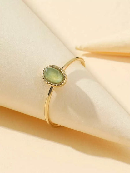 Aurelia Ring – Adjustable 14K Gold Baroque Stainless Steel with Natural Stone