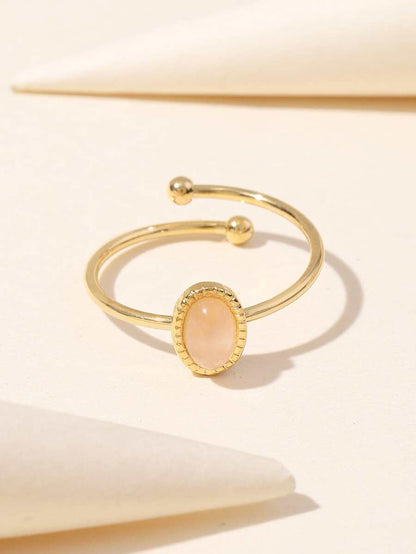 Aurelia Ring – Adjustable 14K Gold Baroque Stainless Steel with Natural Stone