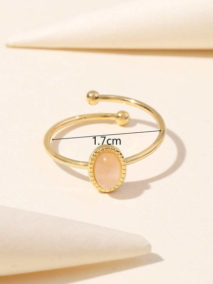 Aurelia Ring – Adjustable 14K Gold Baroque Stainless Steel with Natural Stone