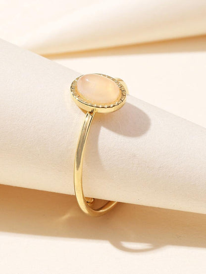 Aurelia Ring – Adjustable 14K Gold Baroque Stainless Steel with Natural Stone