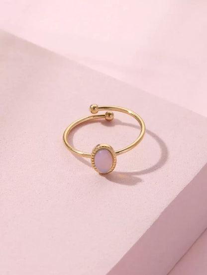 Aurelia Ring – Adjustable 14K Gold Baroque Stainless Steel with Natural Stone