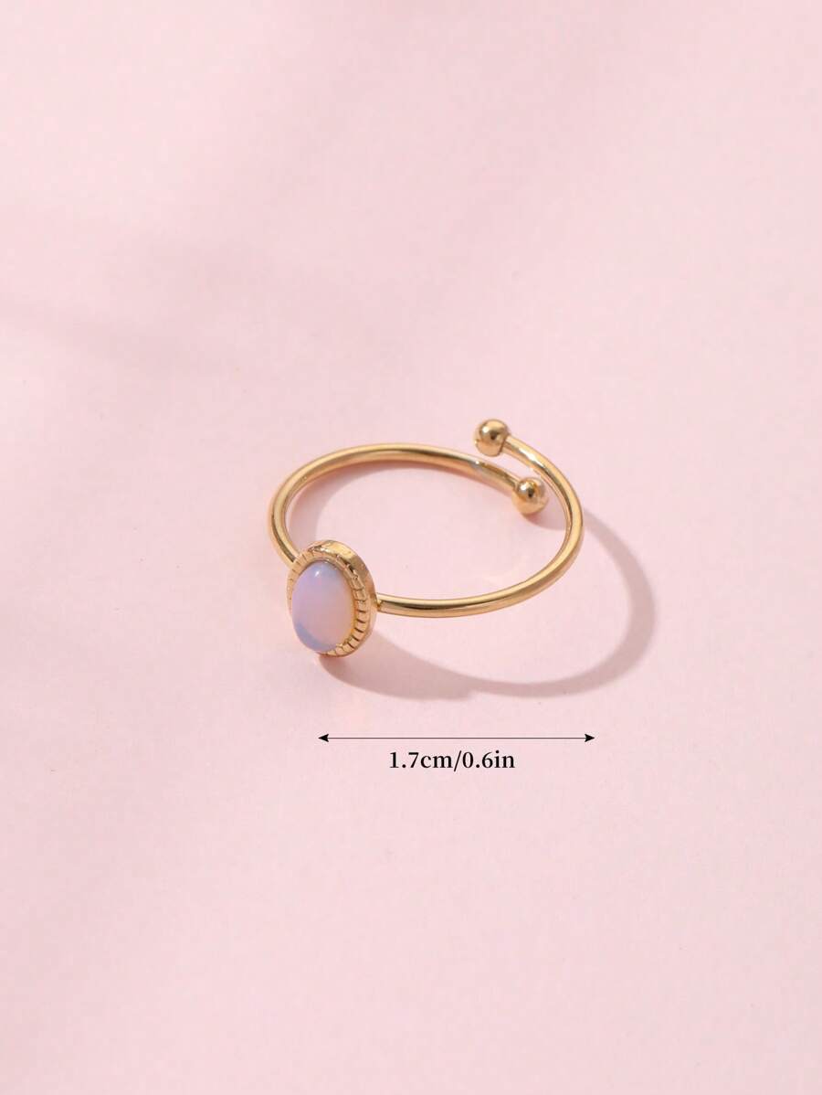 Aurelia Ring – Adjustable 14K Gold Baroque Stainless Steel with Natural Stone