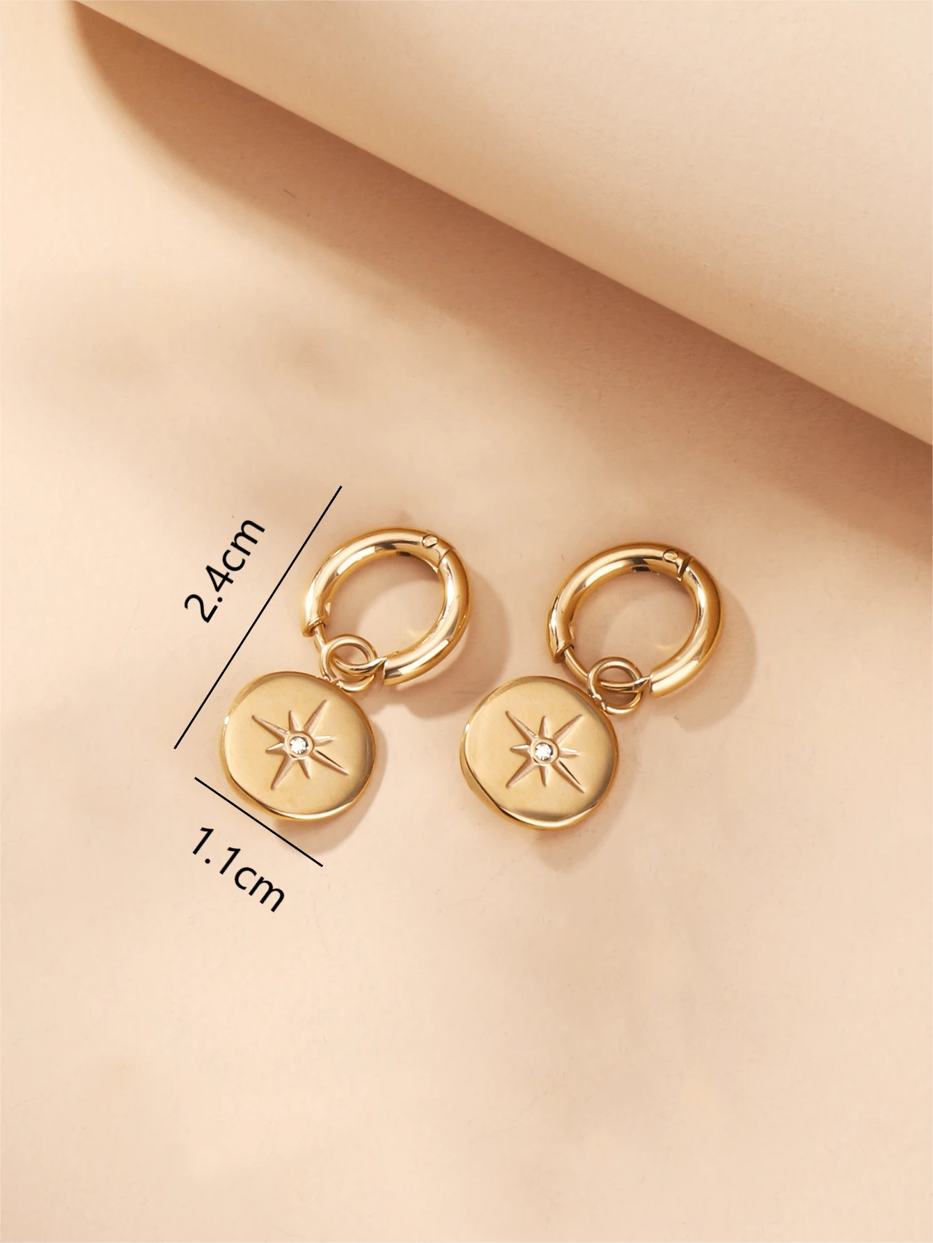 Celeste Earrings – Stainless Steel Eight-Pointed Star Medallion