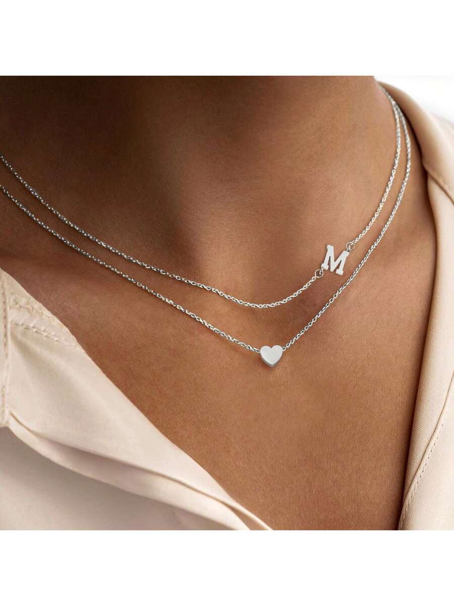 Amoria Initial Heart Necklace Set