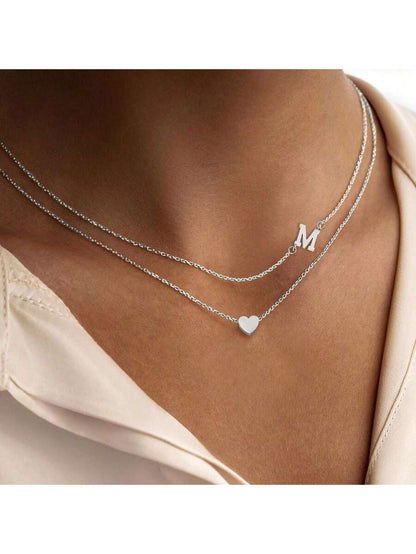 Amoria Initial Heart Necklace Set
