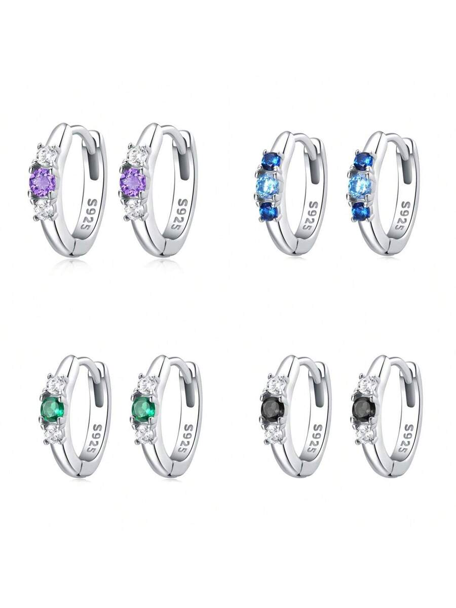 Prism Glow Earrings – 925 Sterling Silver Multi-Color Cubic Zirconia