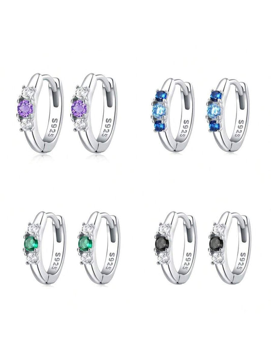 Prism Glow Earrings – 925 Sterling Silver Multi-Color Cubic Zirconia