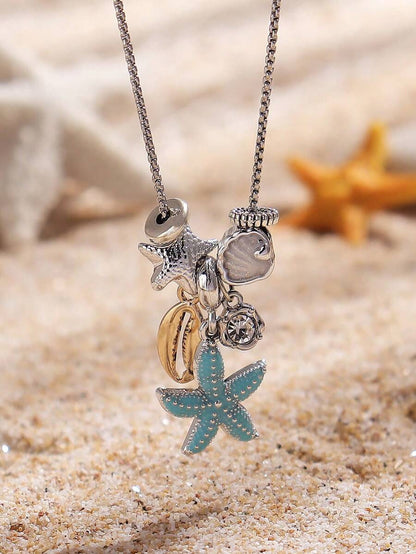 Maris Necklace – Handmade Stainless Steel Starfish Pendant with Pearls and Crystals