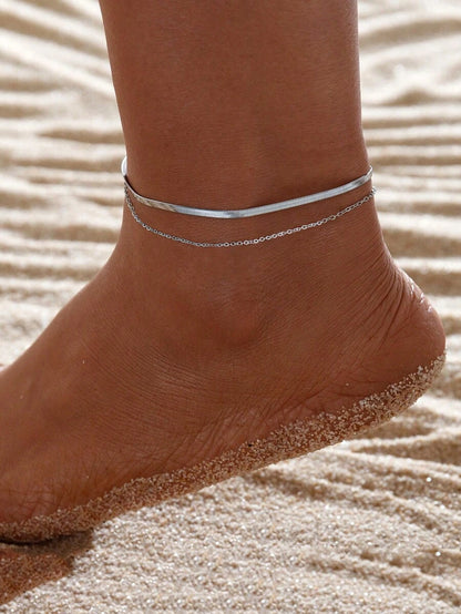 Solstice Anklet Set – Flat Chain Stainless Steel 2 Pieces