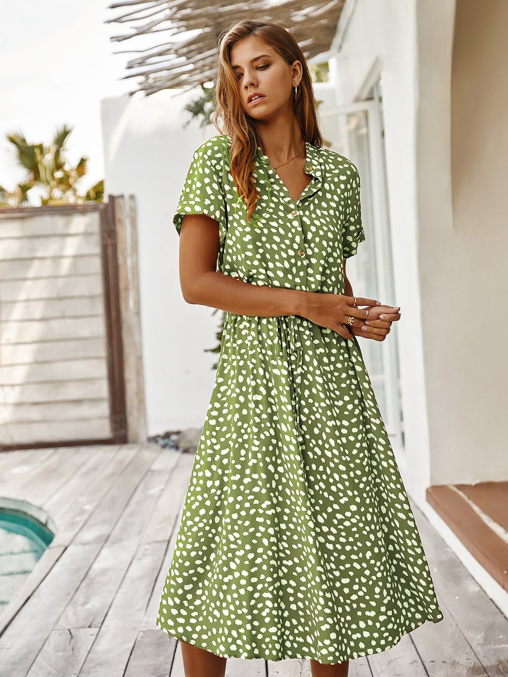 Polka Dot Short Sleeve Dress