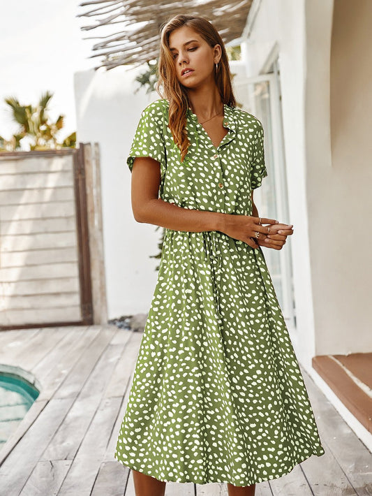 Polka Dot Short Sleeve Dress