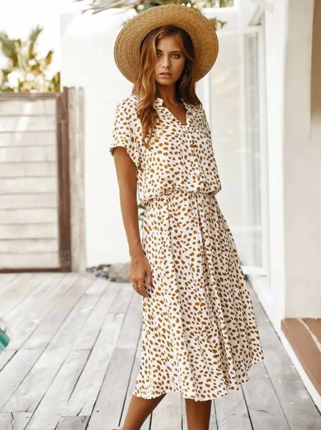Polka Dot Short Sleeve Dress