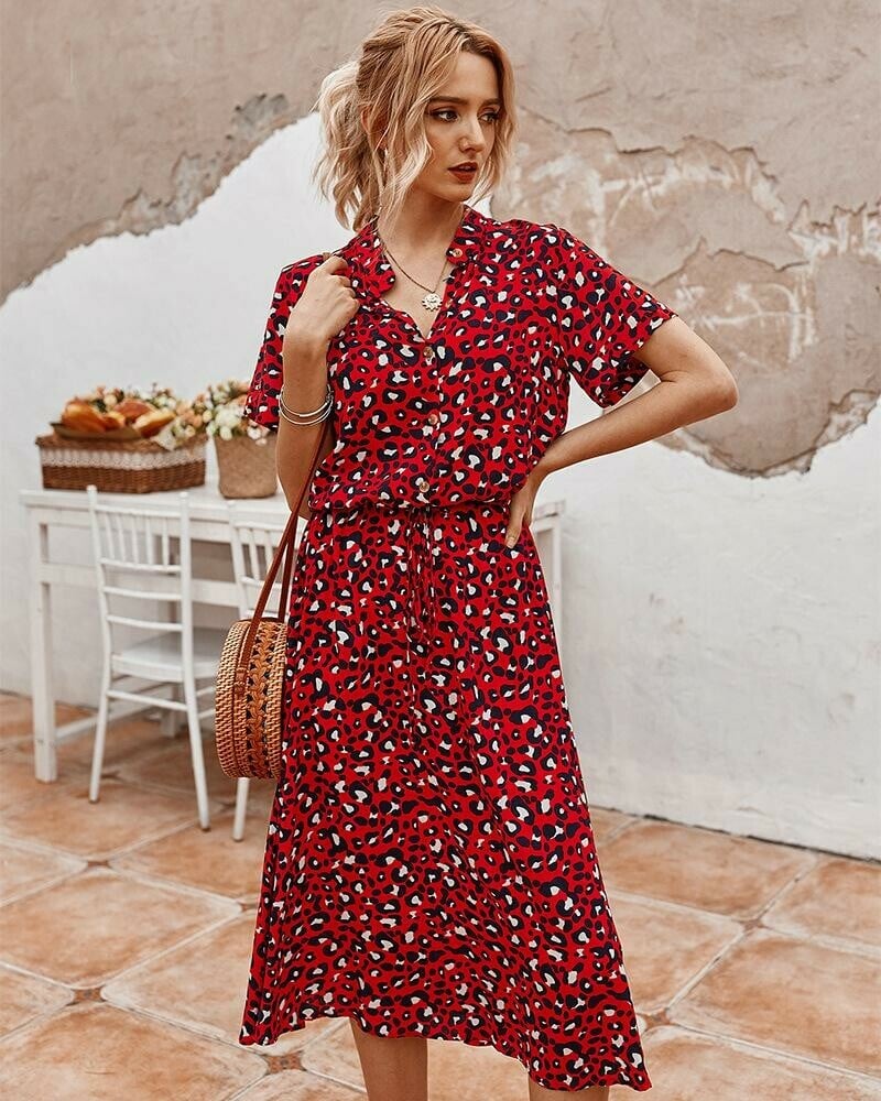 Polka Dot Short Sleeve Dress