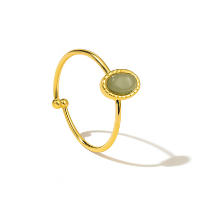 Aurelia Ring – Adjustable 14K Gold Baroque Stainless Steel with Natural Stone