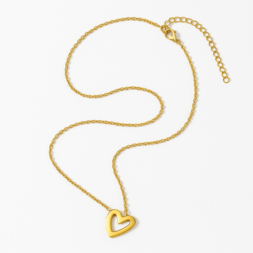 Amour Heart Necklace 18K Gold Plated Stainless Steel with White Acrylic Inlay