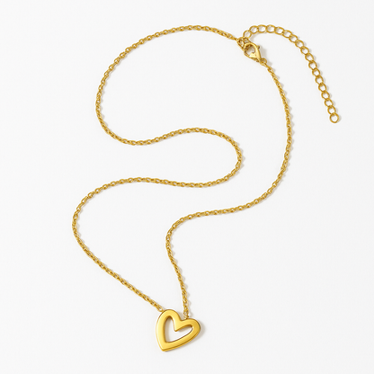 Amour Heart Necklace 18K Gold Plated Stainless Steel with White Acrylic Inlay