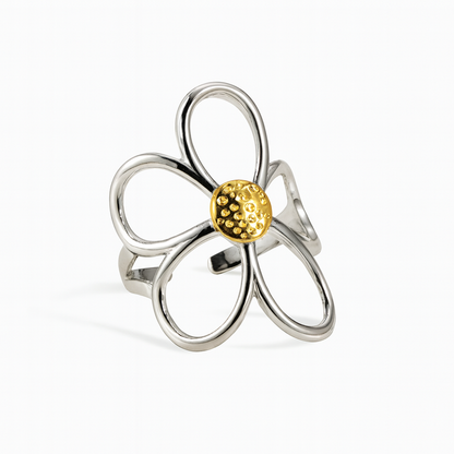 Solara Ring – 18K Gold Plated Stainless Steel Retro Flower Design