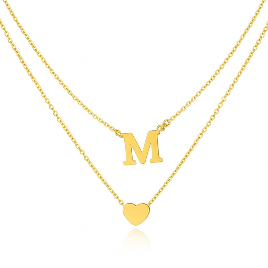 Amoria Initial Heart Necklace Set