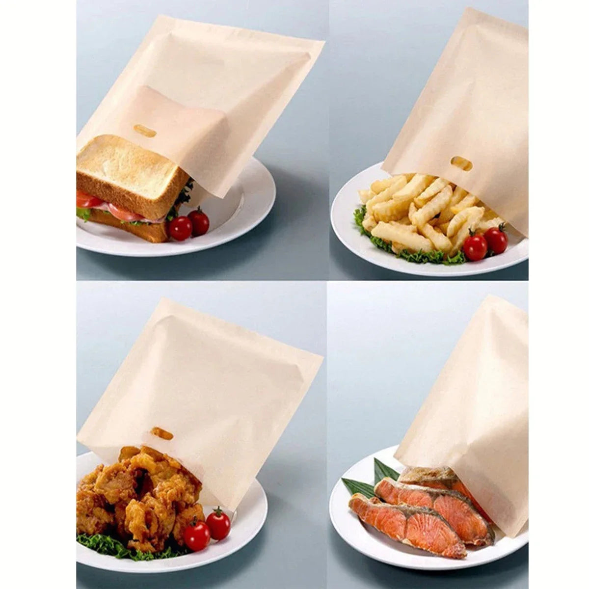 1/3/5pcs-Non Stick Reusable Heat-Resistant Toaster Bags, Sandwich Fries Heating Bags, Cooking Tools Gadgets, Kitchen Accessories