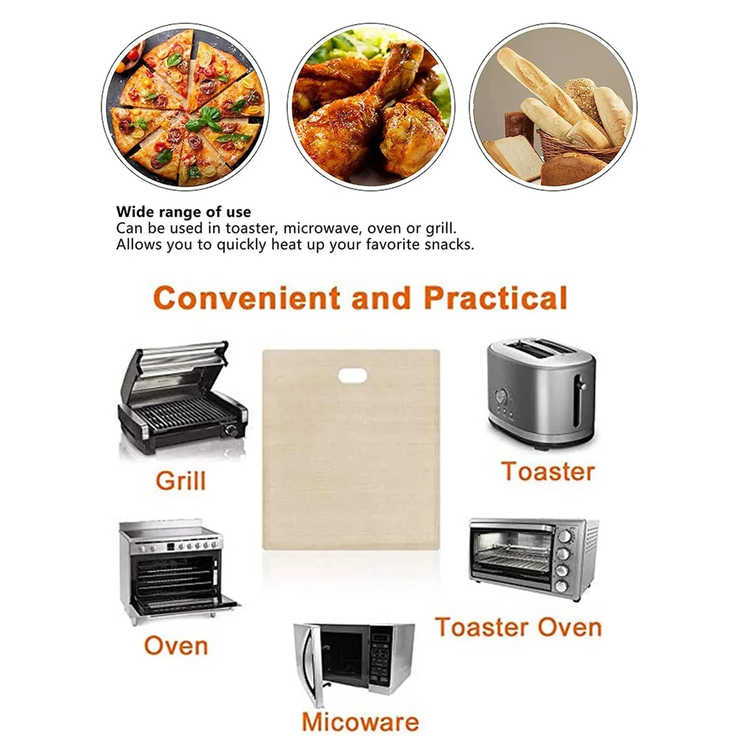 1/3/5pcs-Non Stick Reusable Heat-Resistant Toaster Bags, Sandwich Fries Heating Bags, Cooking Tools Gadgets, Kitchen Accessories