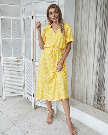 Polka Dot Short Sleeve Dress