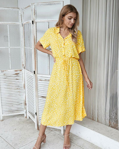 Polka Dot Short Sleeve Dress